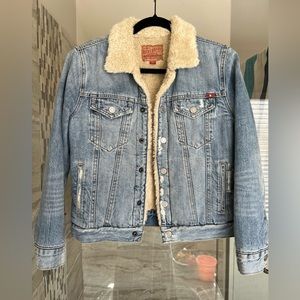 Denim Sherpa Lined Trucker Y2K Jean jacket